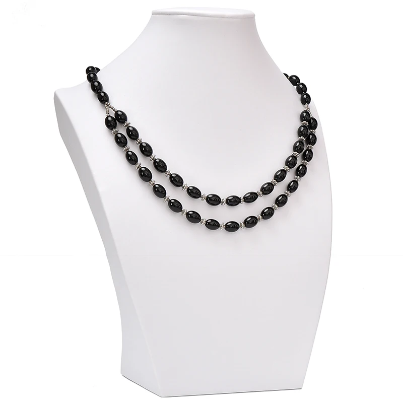

Black Jaspers 8X12mm Meter Bead 2 Rows Necklace Handmade DIY design jewelry women's clothing with festival birthday gifts