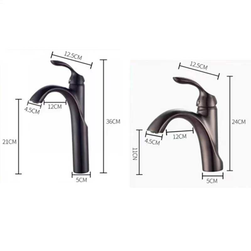 Смесители для раковины LIUYUE элегантный высокий/Низкий кран из латуни черный цвет