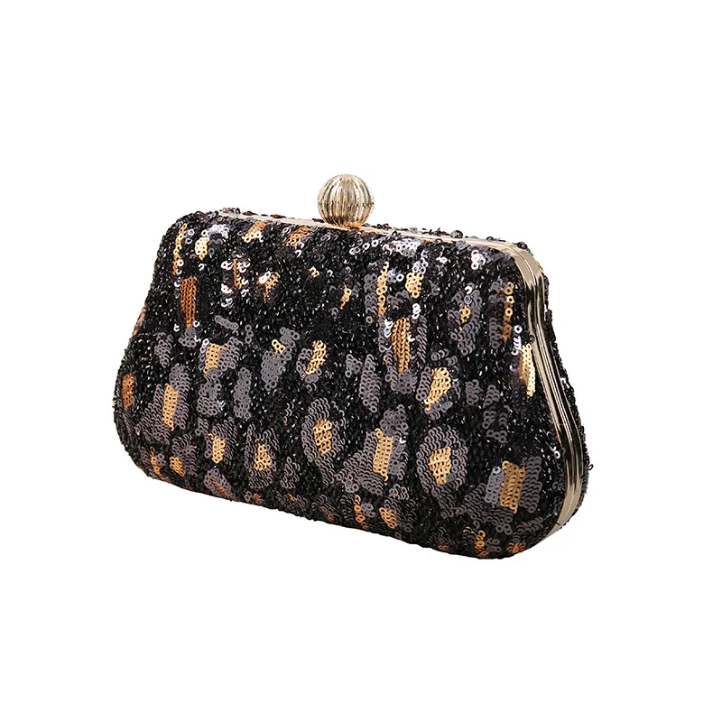 

Leopard-Print Sequined Dinner Clutch Woman Fashion Designer Party Women Messenger Bag Retro Casual Shoulder Bag Women's 2021 New