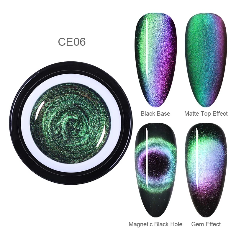 BORN PRETTY 5D Гель-лак для ногтей с эффектом «кошачий глаз» 5 мл Магнитный замачивающий УФ гель-Лаки звездное небо нефритовый эффект лак черная основа - Цвет: 06-9D Cat Eye UV Gel