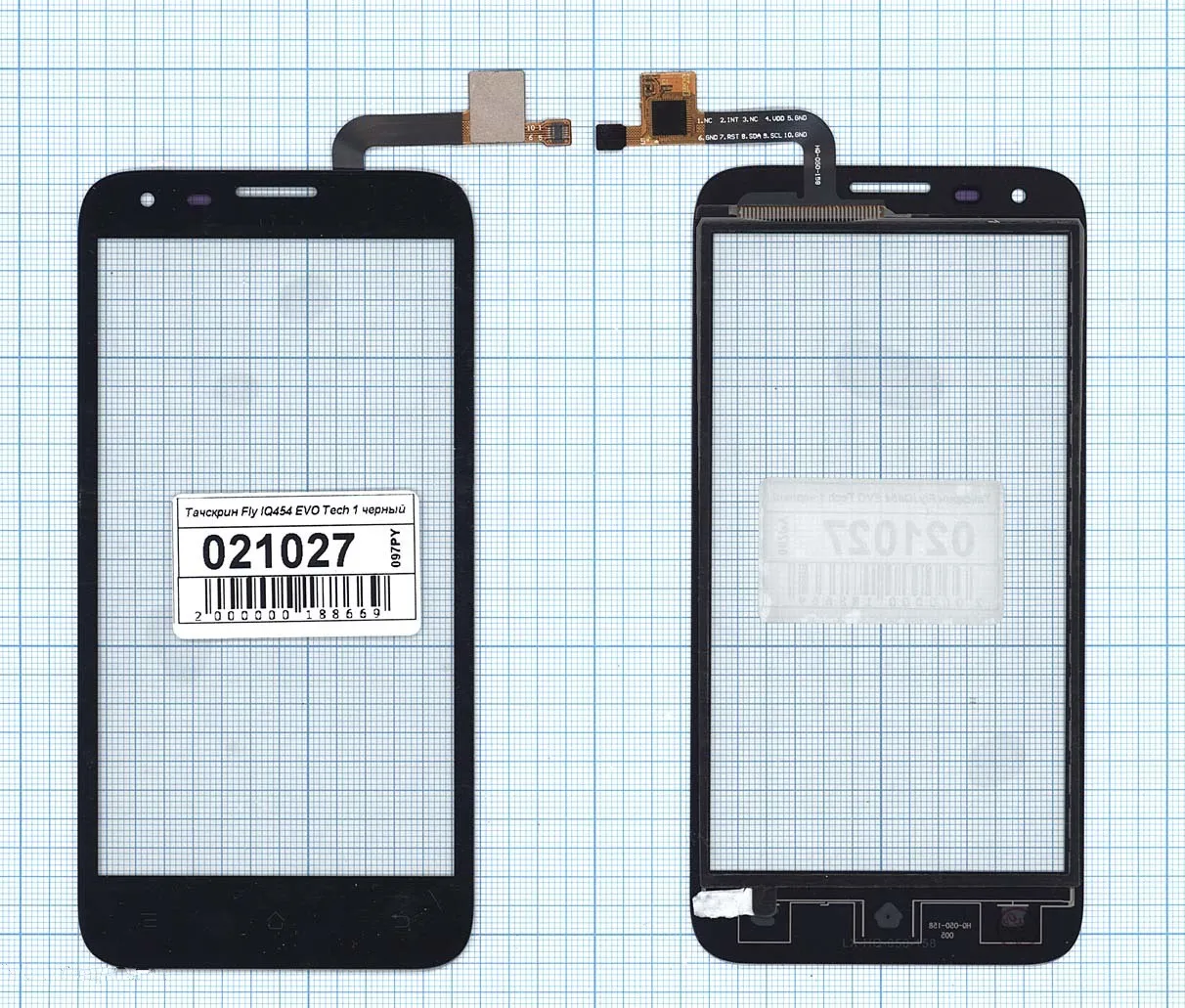 Сенсорное стекло (тачскрин) для смартфона Fly IQ454 EVO Tech 1 черное