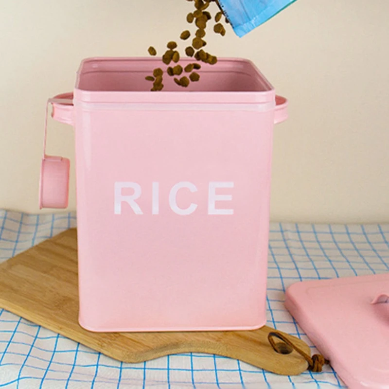 Розовые бочки для хранения еды домашних животных материал железного листа 4 5 л