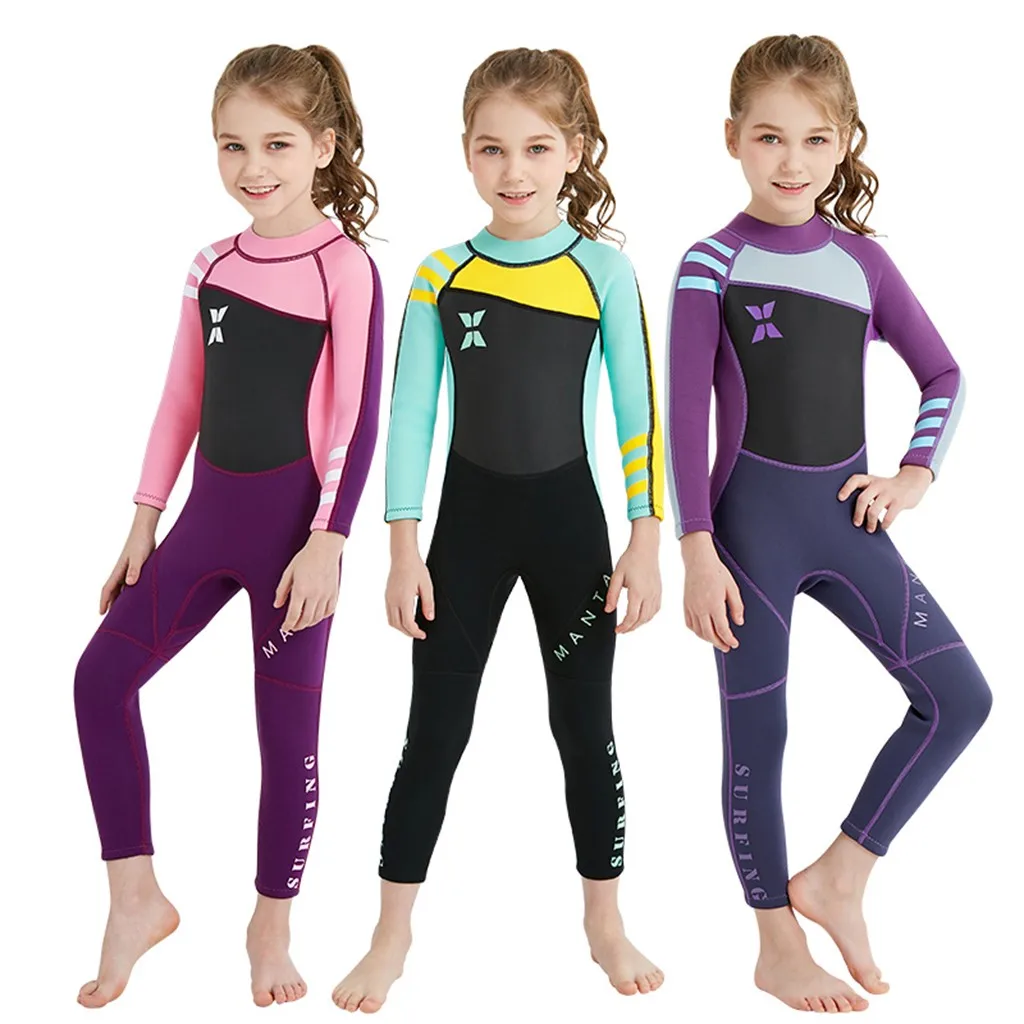 

Top Quality Kids For Youth Boys Girls Long Sleeve Surfing Diving Warm One Piece infant bathing suit beachwear Swimsuit L1223