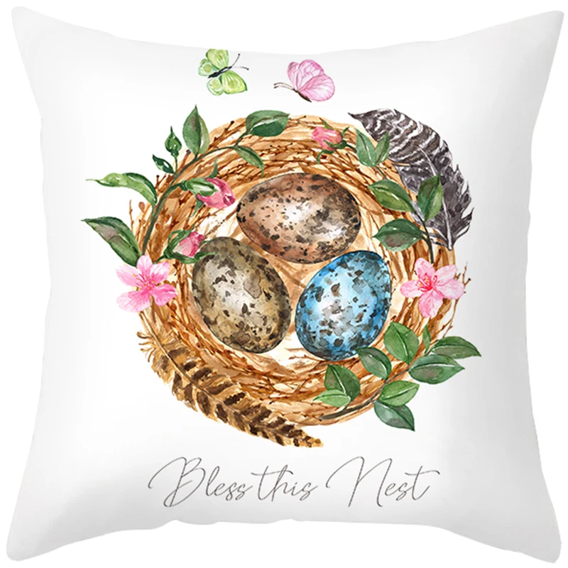 

Luanqi Bunny Pillowcase 45x45cm Eggs Easter Cushion Cover Happy Easter Decorations For Home Sofa Decor Easter Party Pillow Case