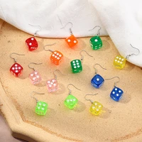 funny 3d dice pendant earring tassel casino women candy color personality fun jewelry best gift