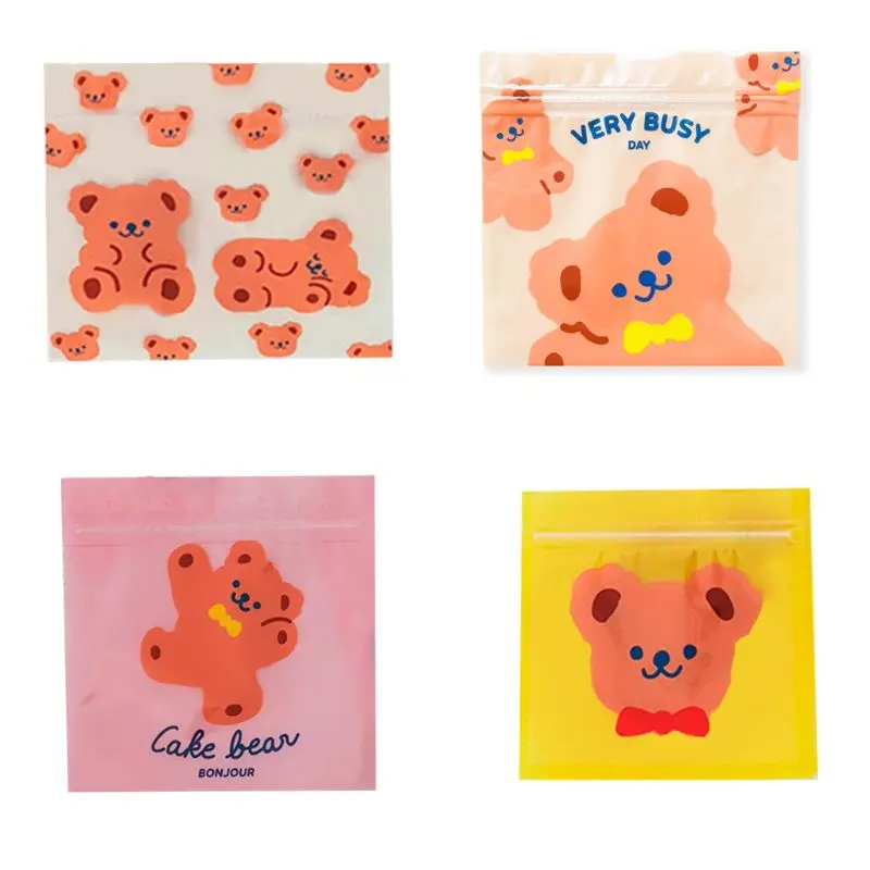 

100Pcs Resealable Cartoon Print Plastic Seal Press Ziplock Bag X7XC