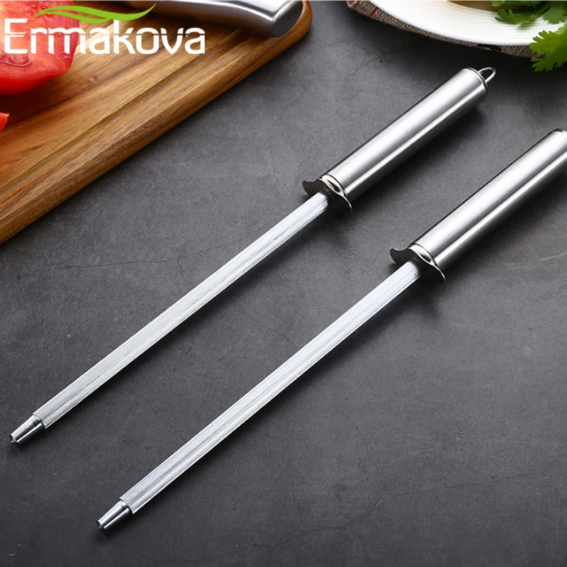 ERMAKOVA точилка для ножей 10 дюймов кухонный хонинговальный стальной нож заточка из углеродистой стали прочная точилка для ножей из нержавеющей стали