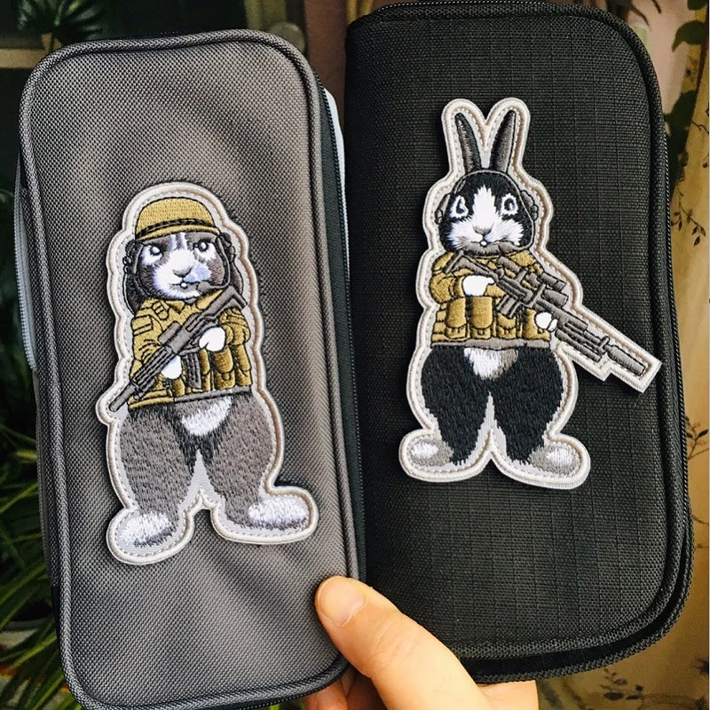 Нашивки с вышивкой животных тактические нашивки эмблемой кролика собаки солдата