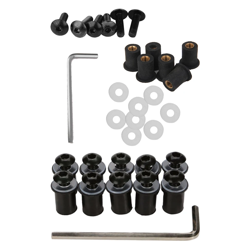 4mm + 5mm Fairing Windscreen Screw Bolt Windshield Mounting Nuts Kit Black |