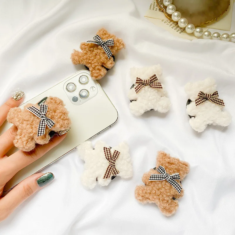 

Ins Bear Grip Tok Plush Phone Holder for IPhone13 Samsung Mobile Phone Accessories 2021 New Cute Tripod for Phone