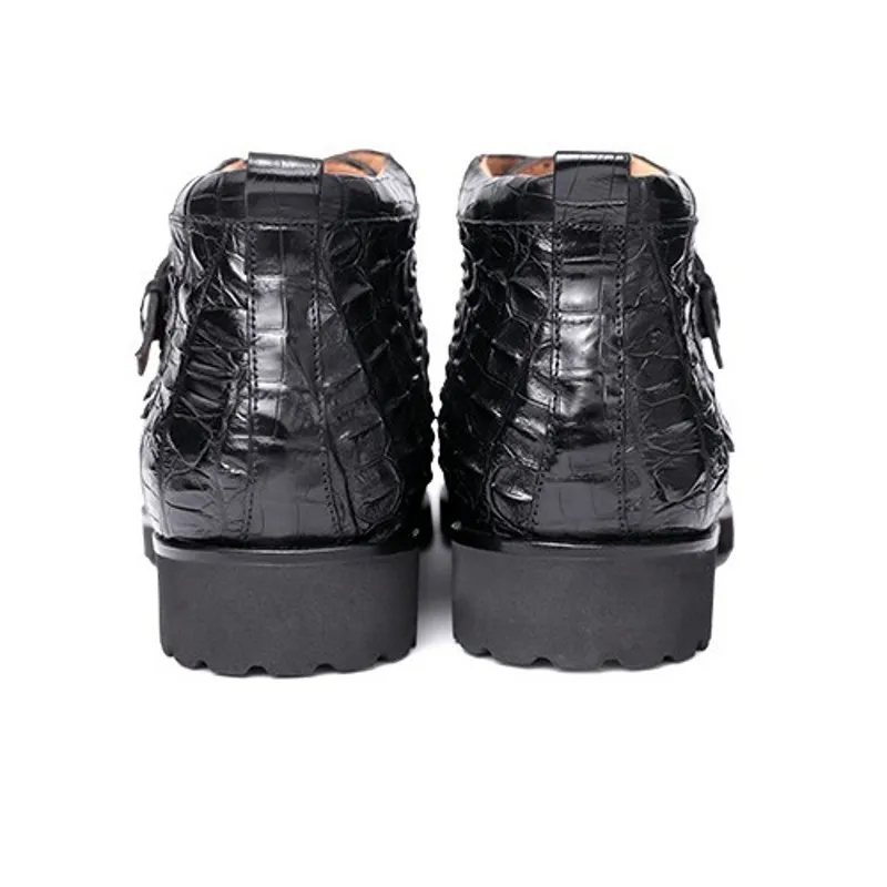 Мужские классические ботильоны из натуральной кожи аллигатора коричневые