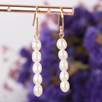 3x4mm natural white baroque pearl earring 18k ear drop women gift cultured accessories party wedding classic
