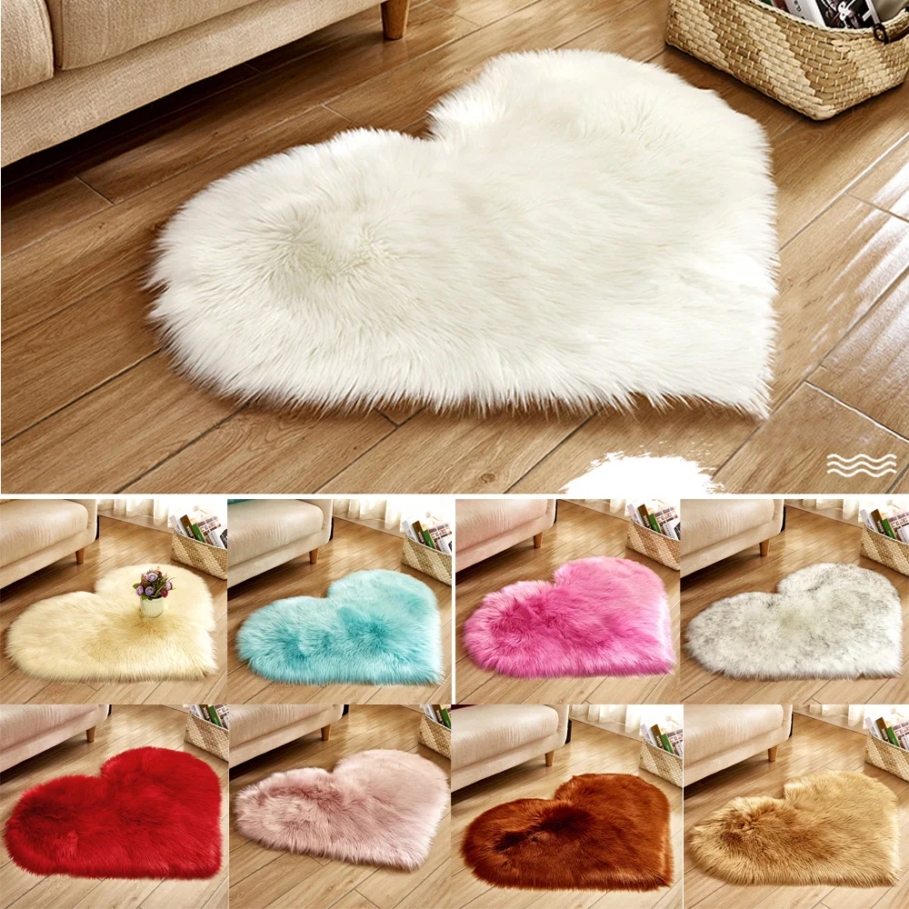 Напольный коврик в виде сердца ворсистые мягкие пушистые коврики
