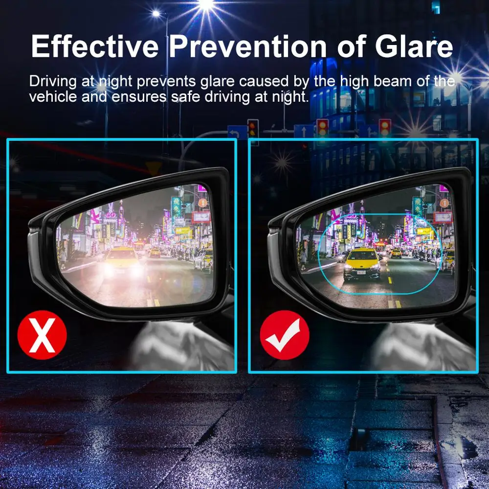

2PCS Window Clear Rainproof Rear View Mirror Protective Soft Film Car Rearview Mirror Protective Film Anti Fog Auto Accessories