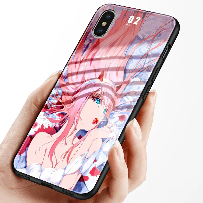 Чехол Zero Two Darling in the FranXX из мягкого силикона и стекла для iPhone SE 6 6s 7 8 Plus X XR XS 11 12 mini Pro