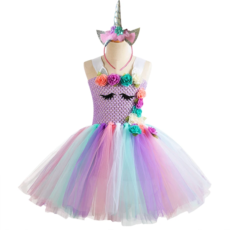 Christmas Girls Dress Kids Dresses For Unicorn Party Children Clothing Cosplay Gauze 3-10 years old | Детская одежда и обувь