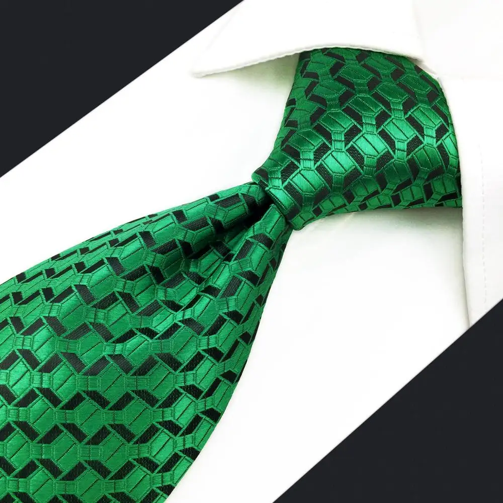 A19 цвета: зеленый черный геометрический Галстуки Шелковый Свадебный Мужской