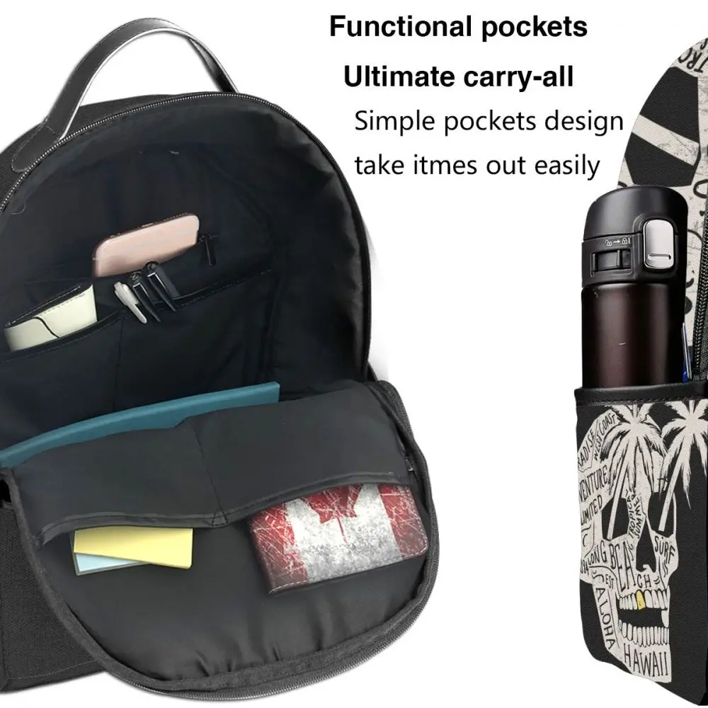 

Fashion Girl College School Bag Casual New Women Backpack Hawaii Skull Illustration Book Packbag for Teenage Travel Shoulder Bag