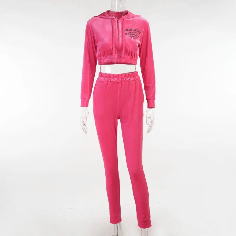 

Zipper Letter Printing Women's 2-Piece Sportswear Korean Cashmere Short Jacket Sportswear Jogging Women Autumn Leisure Sports