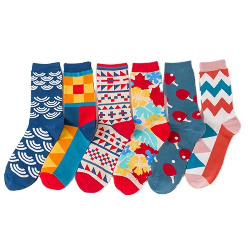 

Fashion Trend Women Socks Large Size Colorful Pattern Ladies Sock Mid-high Tube Casual Pure Cotton Breathable Sport Home Apparel