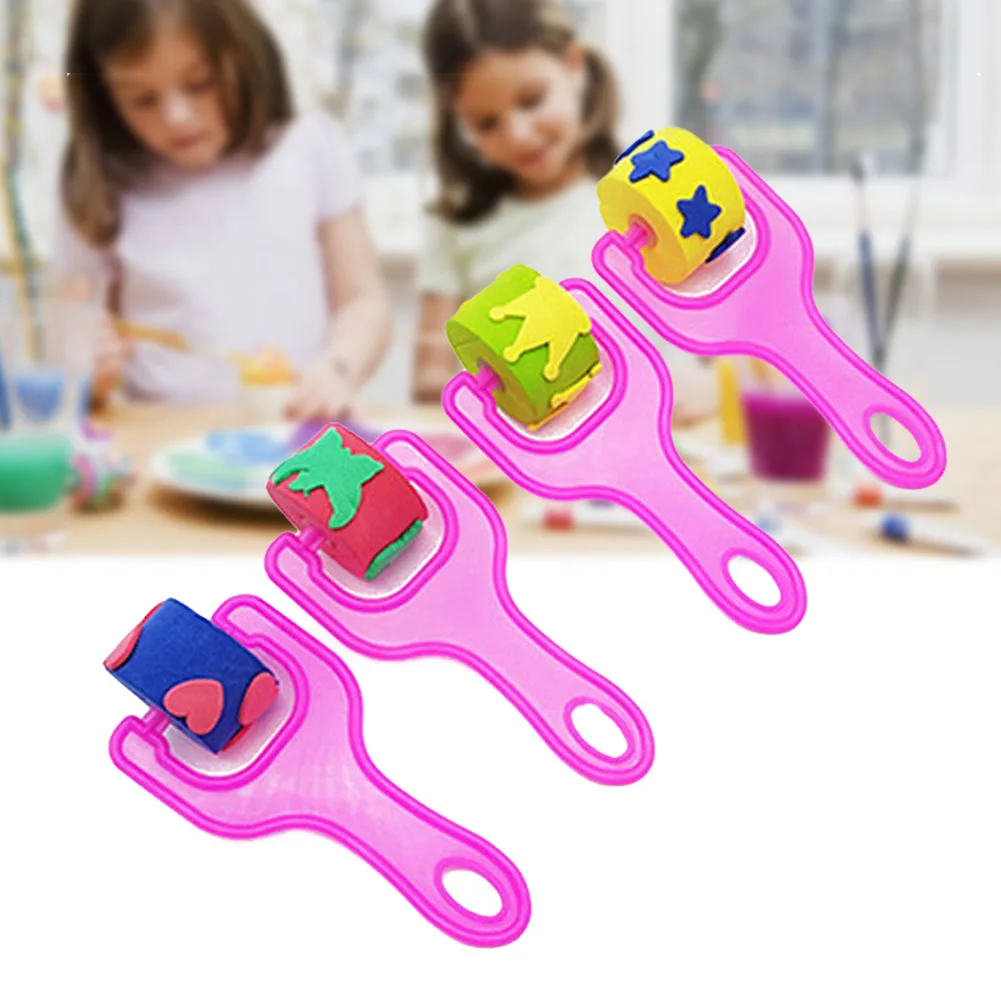 

4pcs Stamper Durable Roller Kids Toys EVA Crafts Painting Tool DIY With Handle