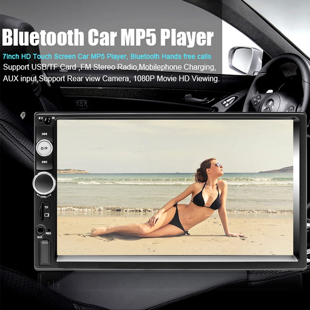 AMPrime 2 Din Автомобильный плеер 7 дюймов Автомагнитола Bluetooth Авто Стерео Мультимедиа Автомобильный плеер авторадио MP3 MP5 Поддержка камеры заднего вида