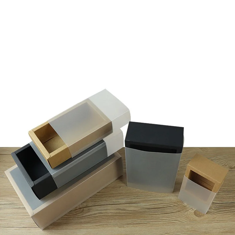 100Pcs/Lot Frosted PVC Cover Kraft Paper Drawer Boxes DIY Handmade Soap Craft Jewel Box for Wedding Party Gift Packaging | Дом и сад