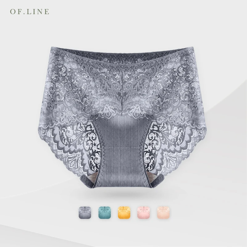 Кружевное нижнее белье для женщин летние серые ажурные трусики со средней талией