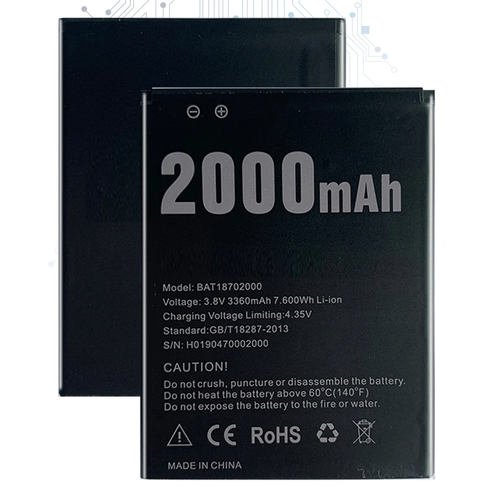 

Original Kikiss BAT18702000 2000mAh Battery For DOOGEE X 50 X50 Bateria Batteries