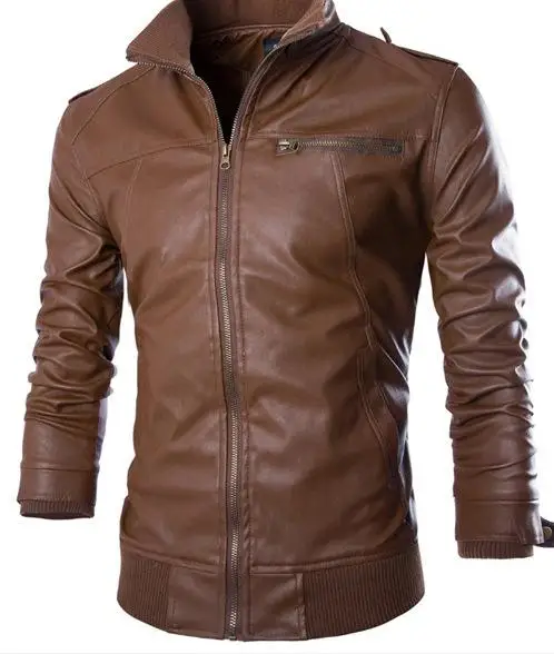 

Newest Motorcycle Leather Jackets Men Solid Business Casual Coats Autumn Winter Leather Clothing Bomber Jacket for Male