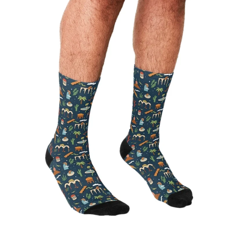 

2021 Funny Men's socks Urban Jungle Messy Pattern Printed hip hop Men Happy Socks cute boys street style Crazy Socks for men