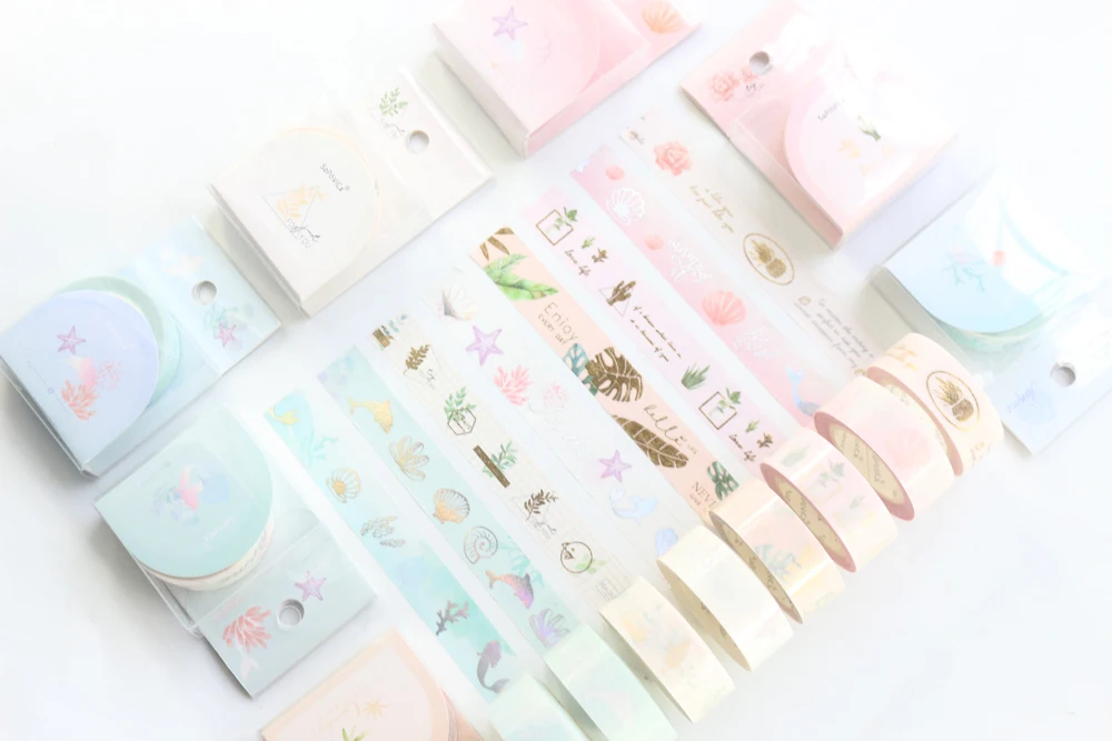 Domikee милый карамельный золотой фольги японский Васи Рулон Ленты kawaii школы ребенок декоративные Скрапбукинг Ремесло дневник Маскировочная лента 15 мм* 5 м