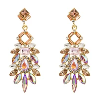 zhini new summer bohemian colorful long earrings for women fashion accessories crystal zircon dangle earrings jewelry gift