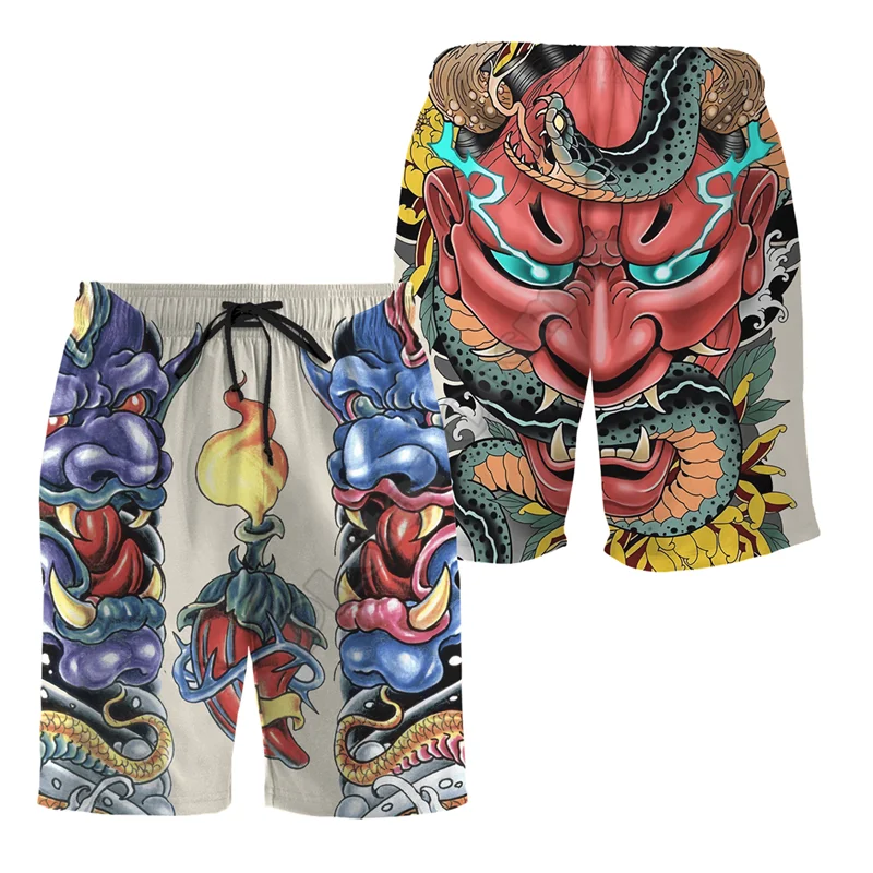

Men For Women Japan Mask 3d All Over Printed Casual Shorts Fashion Summer Quick Dry Board Shorts streetwear