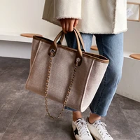 casual large capacity tote designer chains women handbags luxury canvas lady shoulder mesenger bags female big purses 2020 new