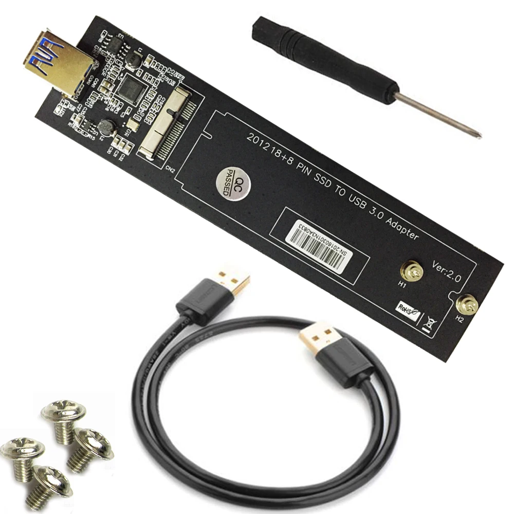 

USB 3.0 to 18+8Pin SSD Adapter Riser Card 18 + 8Pin Connectors USB 3 Cable for 2012 MacBook Pro Retina 90x33mm Air SSD 110x24mm