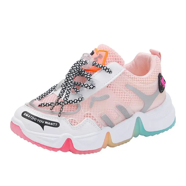 2020 Summer Rainbow Kids Sport Shoes For Girls Sneakers Students Breathable Mesh Children Boys Light Kid | Детская одежда и обувь