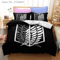 japan anime attack on titan 3d bedding set children character printed duvet cover set bed linens twin full queen king