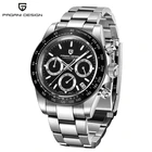 Часы PAGRNI мужские с ремешком из нержавеющей стали, дизайнерские многофункциональные деловые Роскошные Кварцевые в стиле милитари