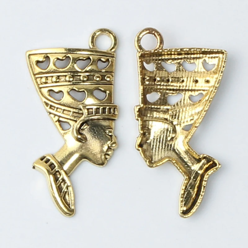 12 шт. Египетская царица Nefertiti кулон богиня золото/цвет серебра талисман для ювелирных изделий diy аксессуары для рукоделия разъем 20*40 мм