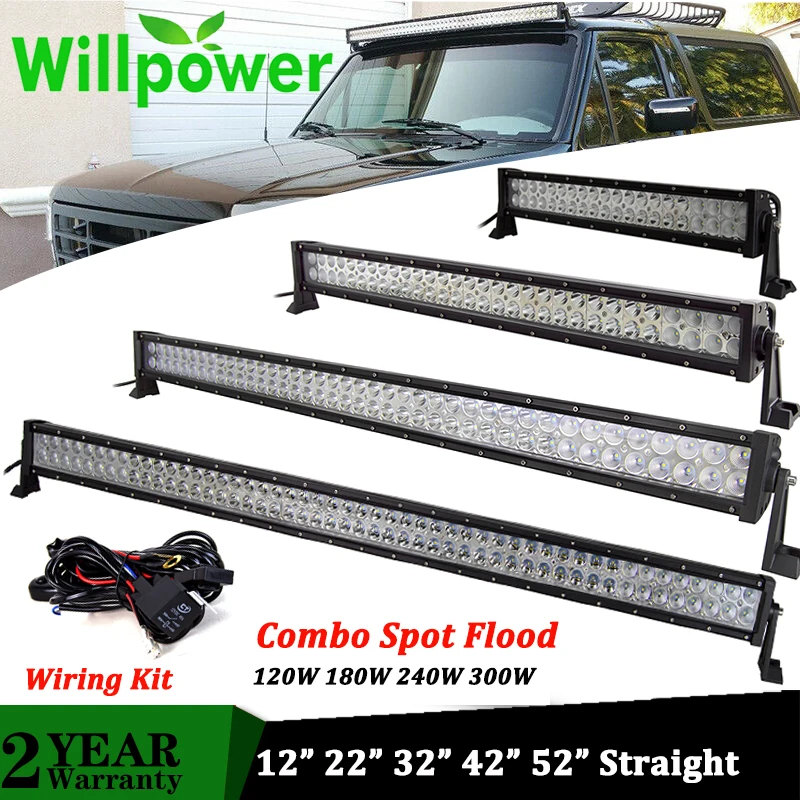Светодиодный внедорожный фонарь Willpower 120 Вт 180 240 300 двухрядный прямой 20 32 42 52 дюйма