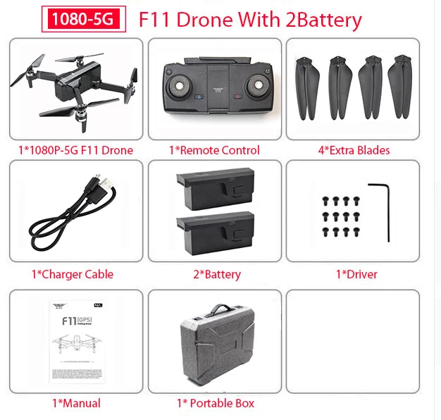 1080P Case 2B Global Drone 2K бесщеточный Дрон с камерой 2K HD Follow Me Квадрокоптер Профессиональный gps дроны VS FIMI X8 SE E520S F11 PRO - Цвет: 1080P Case 2B