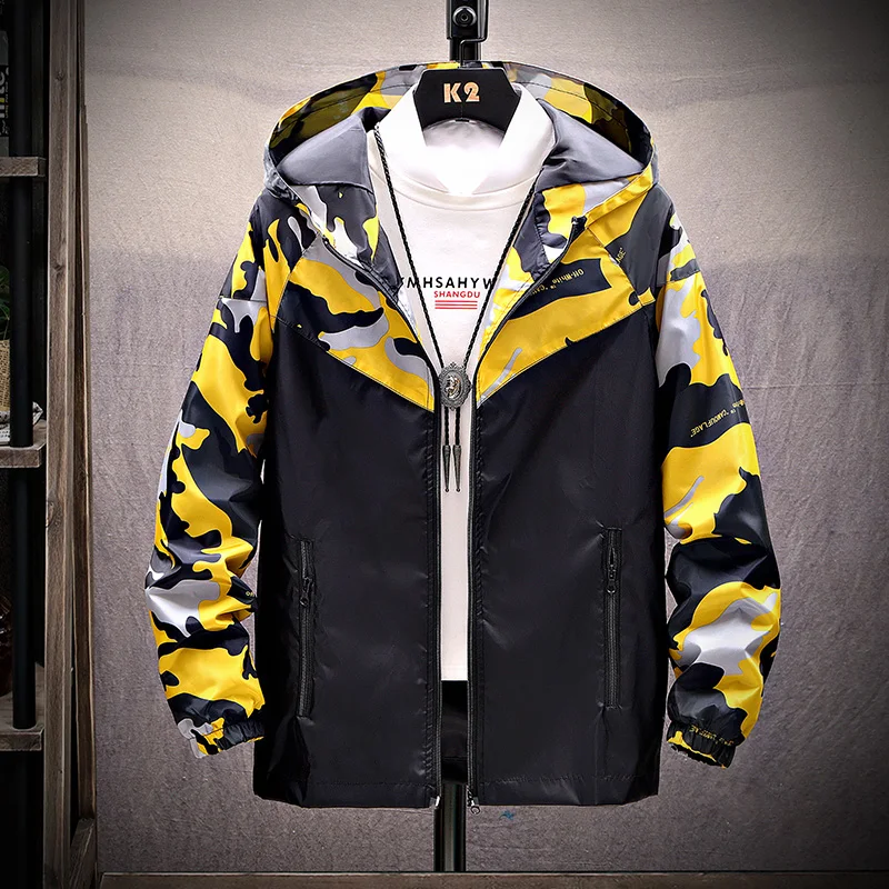 Мужская весенняя куртка осенняя Повседневная камуфляжная с капюшоном в стиле