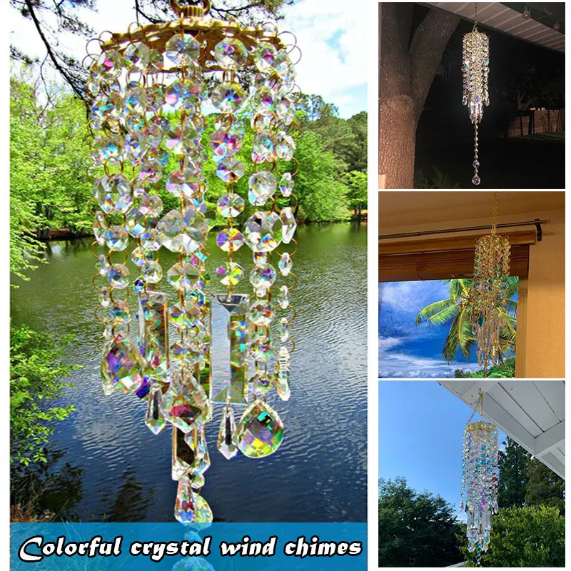 

Colorful Crystal Wind Chimes Perfect Addition to Your Garden Patio Lawn Gift for Family and Friends TP-Hot