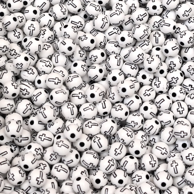 50 шт смешанные цвета белый с черным перекрестным креплением акриловые бусины для
