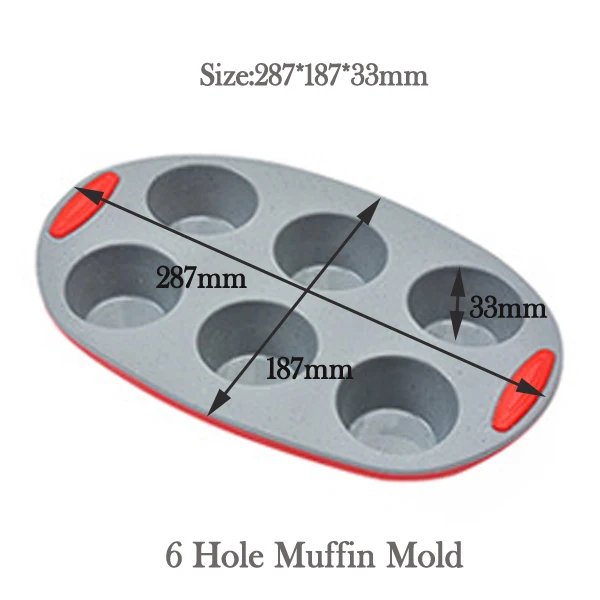 6 Hole Muffin Mold Премиум 3D силиконовые формы для выпечки, формы для выпечки, форма для посуды, форма для выпечки, форма для выпечки, кондитерский лоток, кухонные инструменты для украшения торта - Цвет: 6 Hole Muffin Mold
