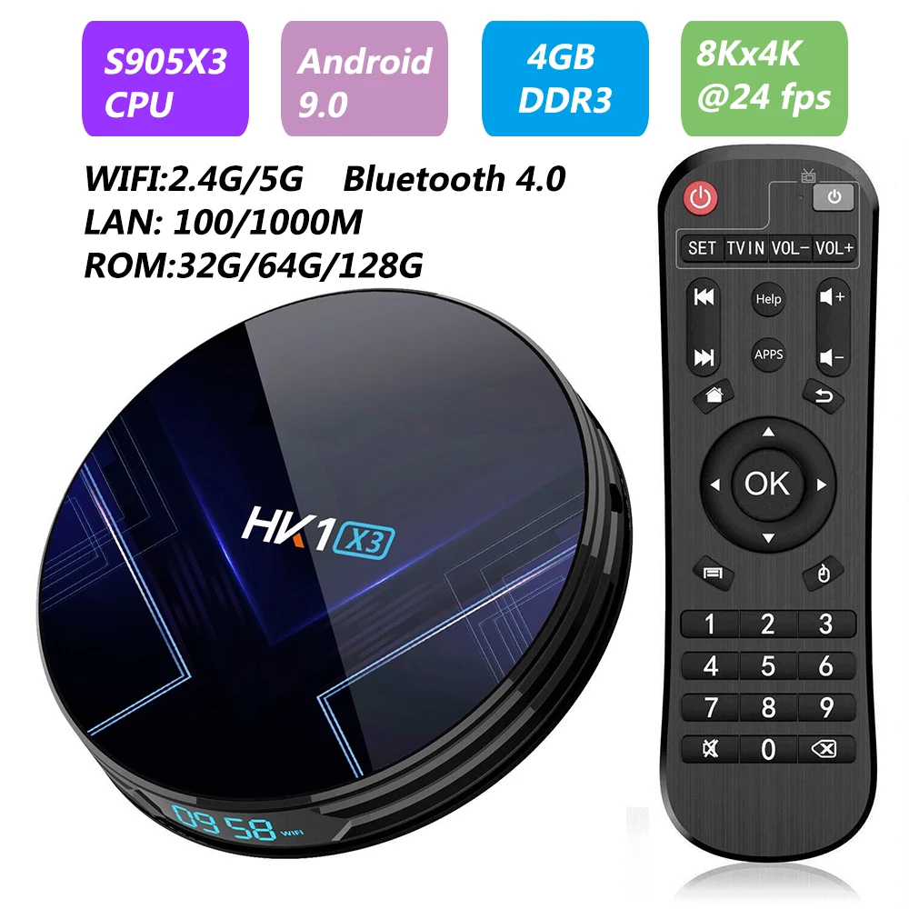Amlogic S905X3 Hk1 X3 Smart Tv Box Android 9 0 4G 64Gb Tvbox Bt4.0 Lan1000M приставка коробки| |