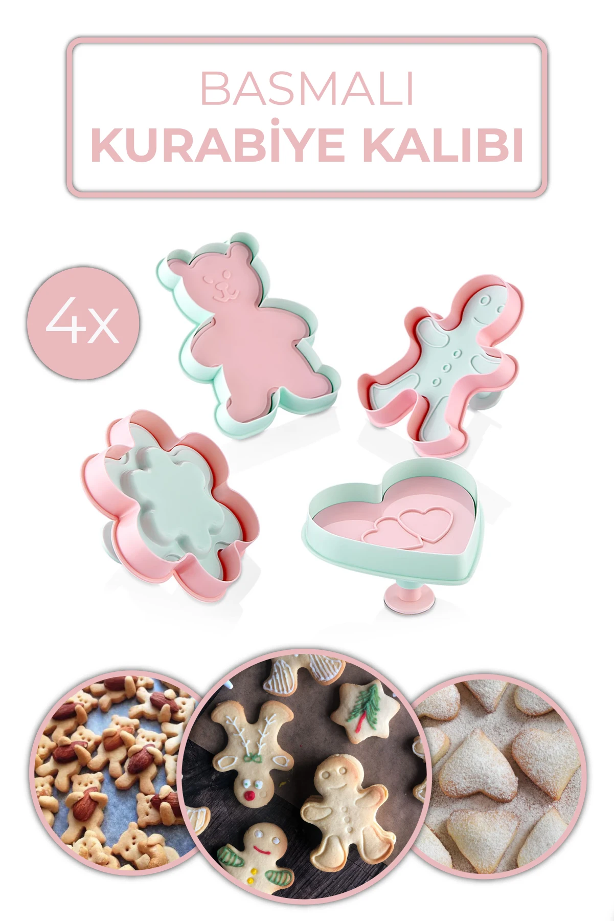 

Push Cookie Mold 4'lü