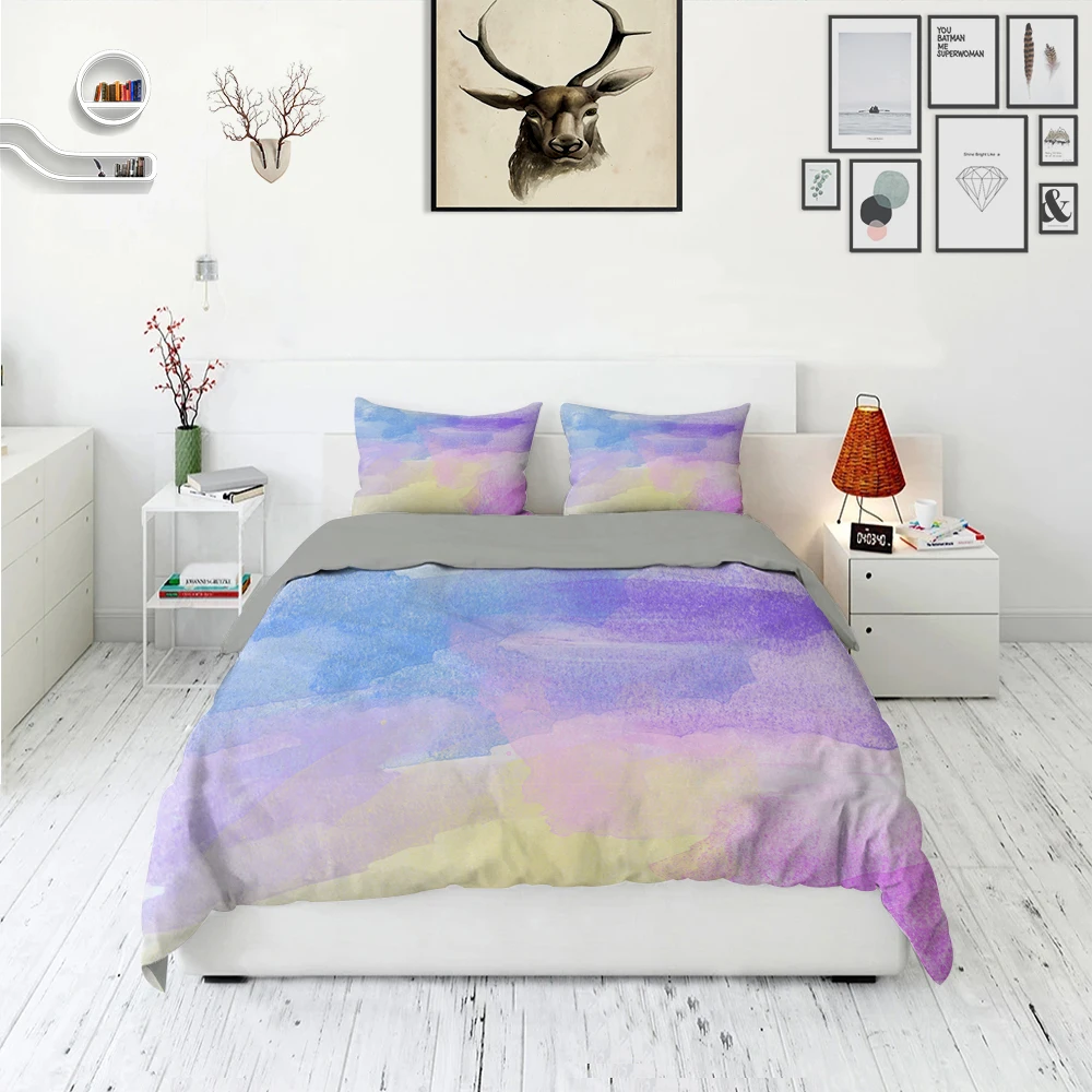 

Luxury Colorful Marble Bedding Set Pastel Pink Blue Purple Quicksand Duvet Cover Abstract Art Bed Set Bright Girl Bedspread Home