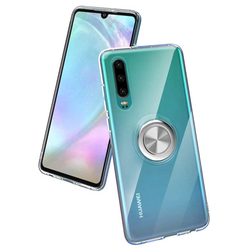 Чехол для Huawei P30 Lite Роскошный чехол с магнитным кольцом-подставкой мягкие